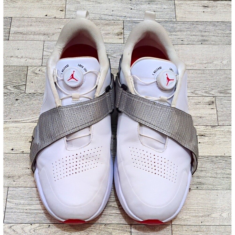 Jordan Golf Shoes Mens US 11.5 White Gray Red Strap Spiked FV6338-100
